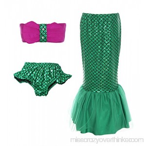 ReliBeauty Little Girls 3Pcs Mermaid Tail Bikini Set Swimwear GSM208 Green B01MSULFK7